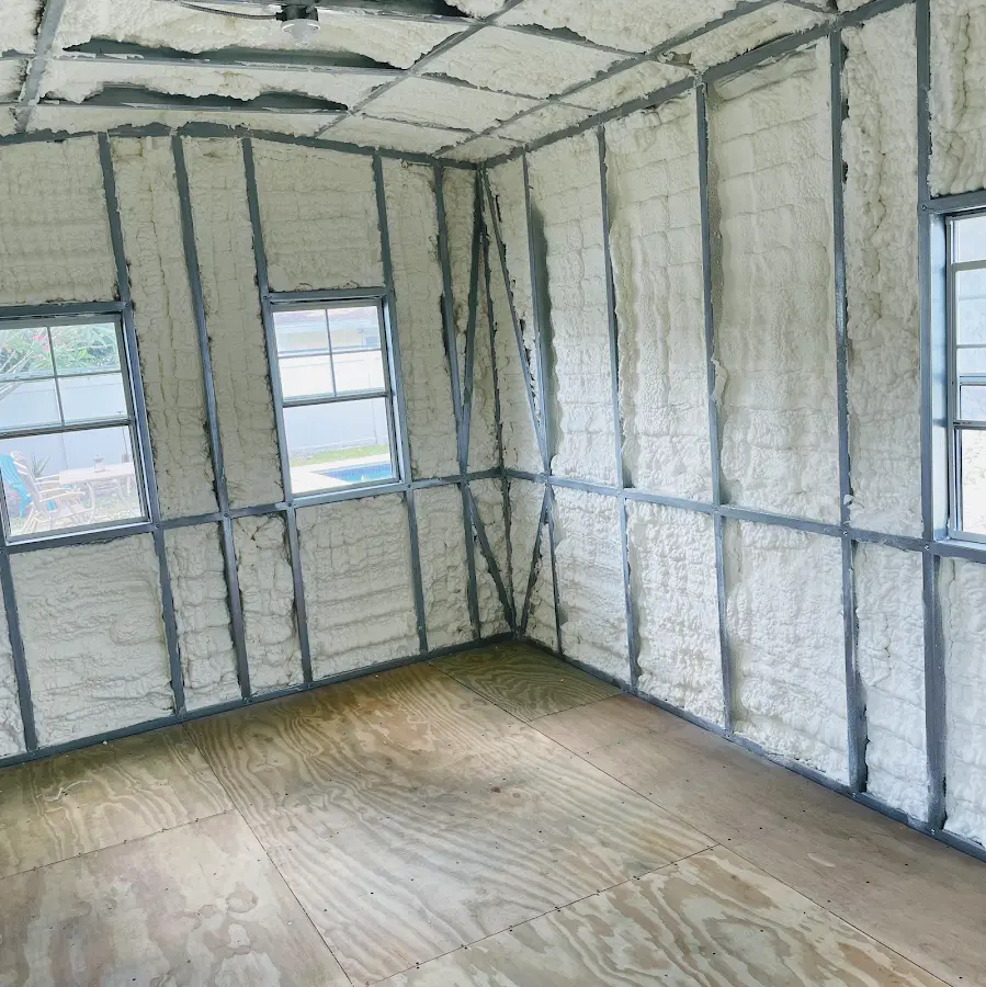 Closed-cell spray foam insulation applied to wall cavities in a residential project in Santa Monica